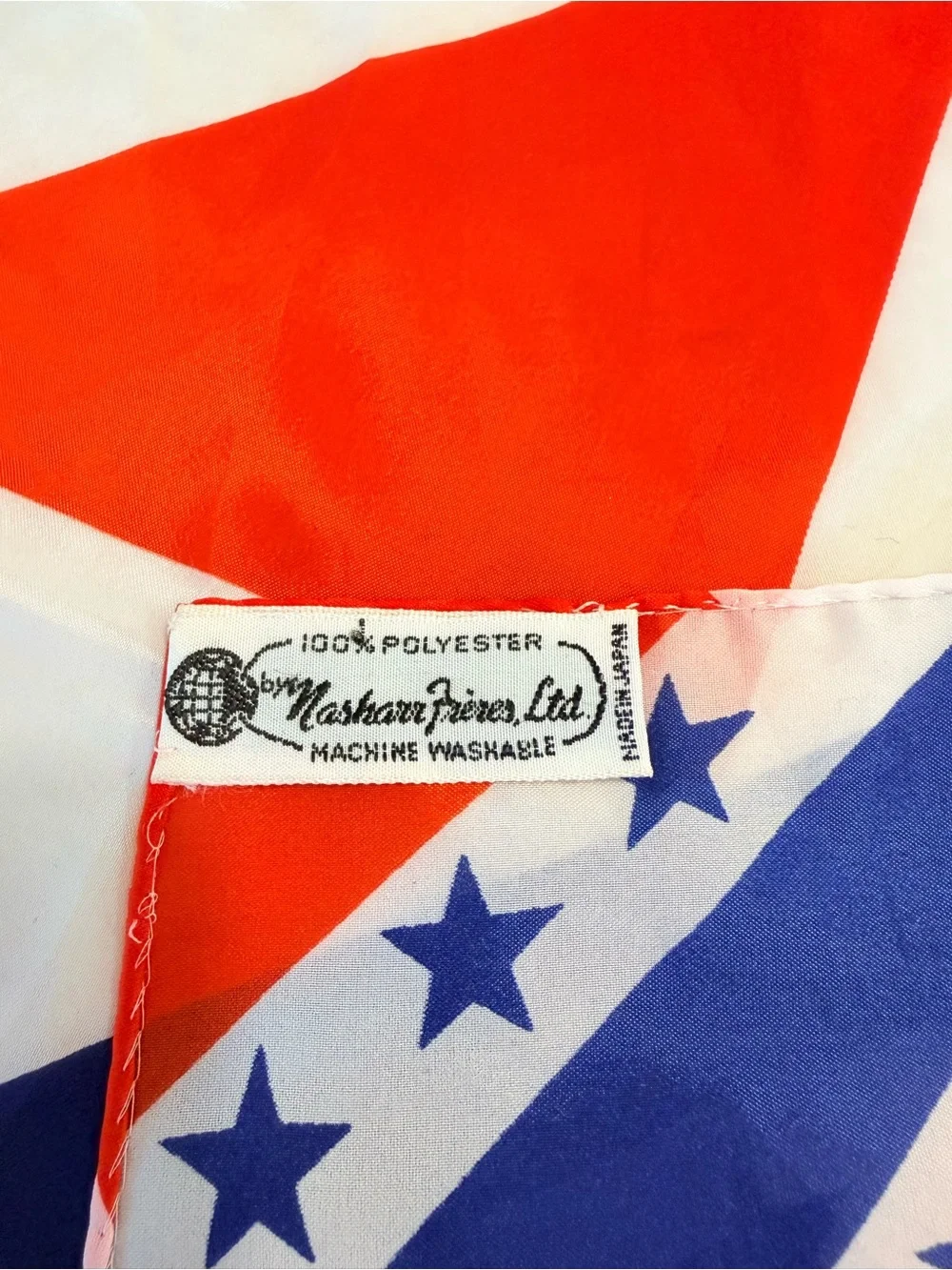 1976 Bicentennial Red White Blue Patriotic Square Scarf Marlowe Finer Ltd USA